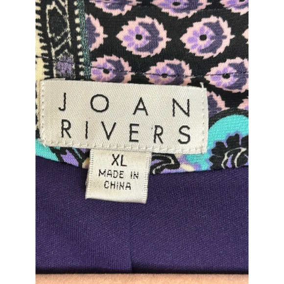 Joan Rivers Womens XL Lined Paisley Patchwork Open Front Blazer Purple Boho - Picture 4 of 6